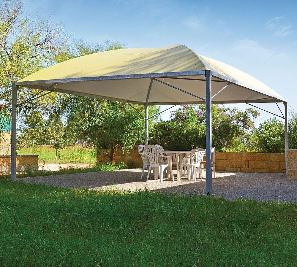 abri toiture terrasse dome acier bache beige