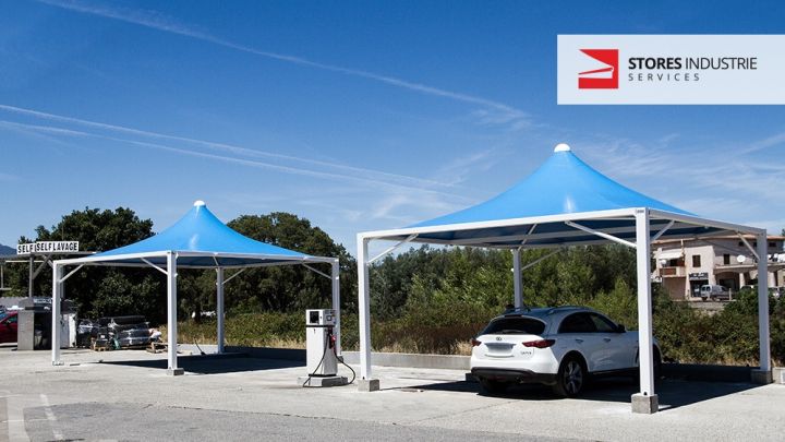 abri de lavage bleu carwash corse