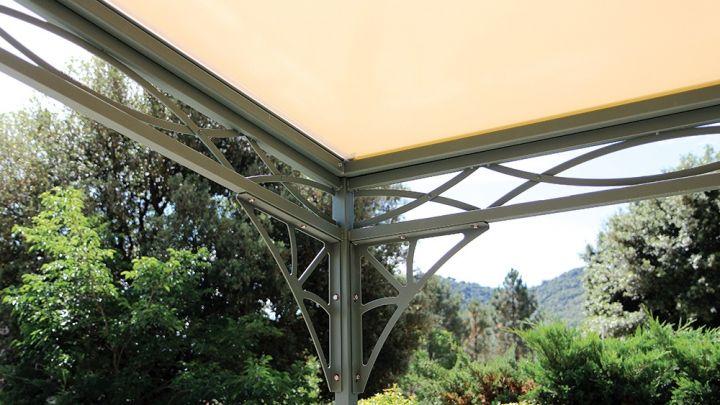 pergola bache fixe fer forge bache beige