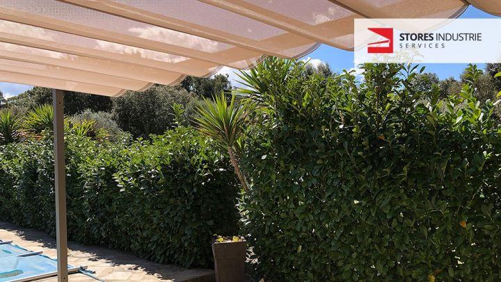 pergola retractable manuel bache PVC beige