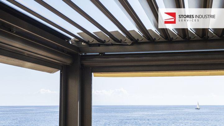 pergola bioclimatique lame orientable gris vue mer bastia