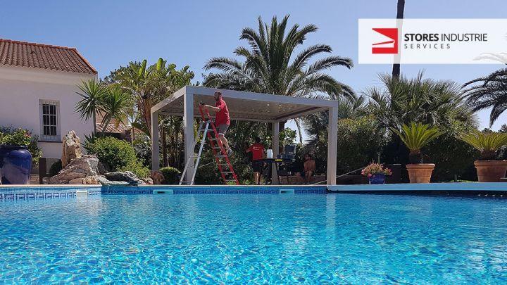 pergola bioclimatique blanc installation amenagement jardin piscine bastia