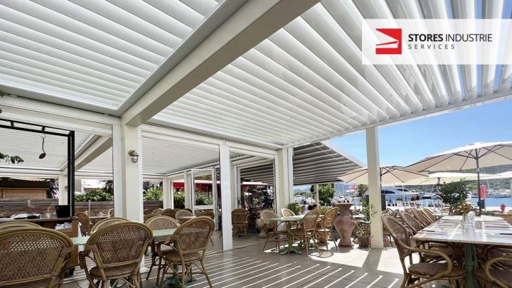 pergola bioclimatique lame orientable amenagement terrasse restaurant saint florent