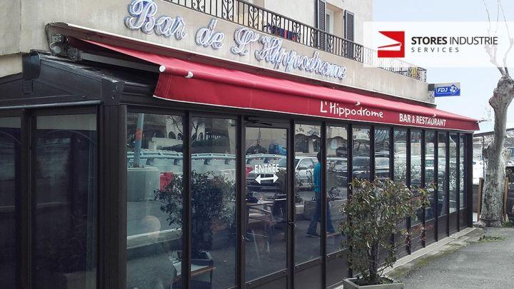 store banne bastia bar hippodrome toile rouge